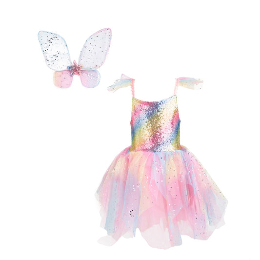 Rainbow Fairy Dress with Wings - Size 3-4