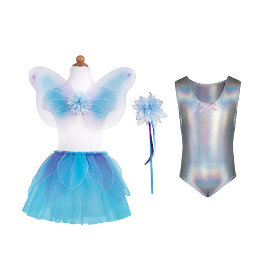 Blue Skirt, Wings,  Bodysuit & Wand Set (Size 5-6)