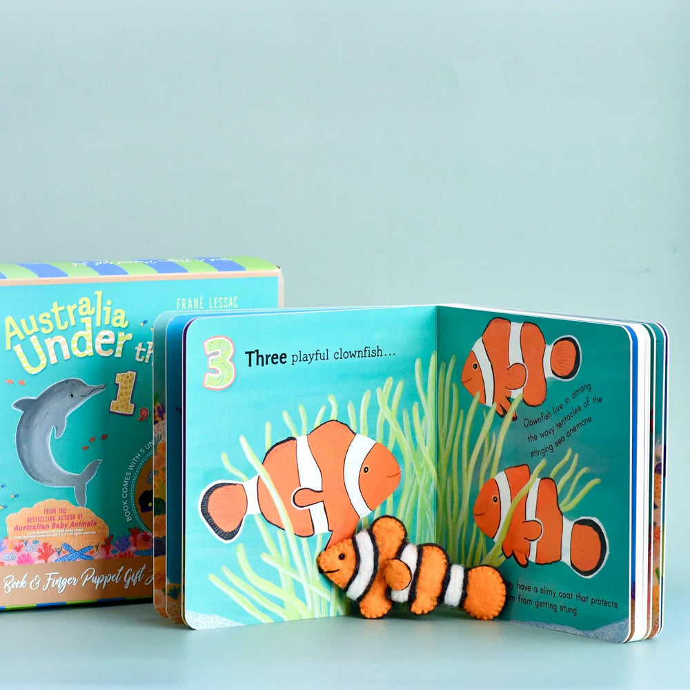 Australia Under the Sea 1,2,3 Book & Finger Puppet Gift Set - Tara's Treasure