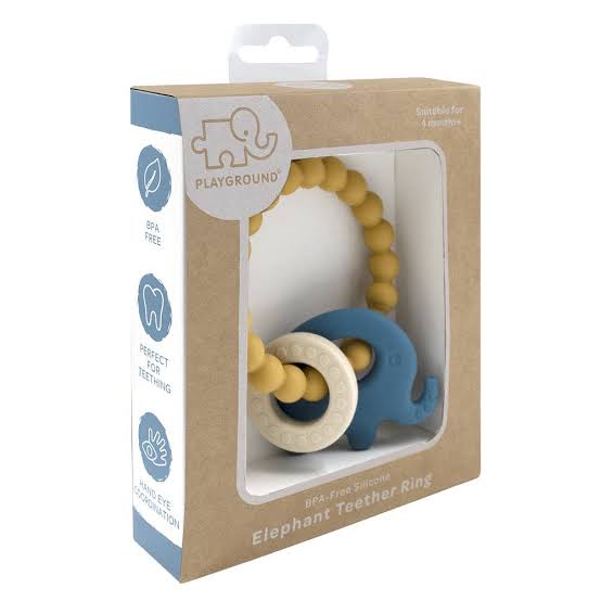 Silicone Elephant Teether - Steel Blue