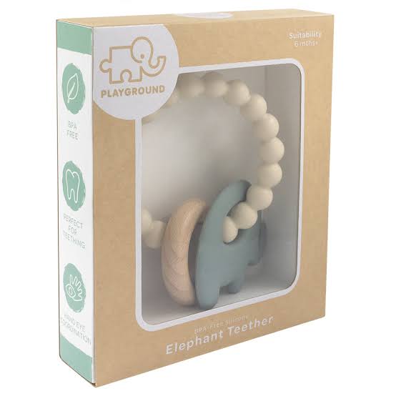 Silicone Elephant Teether - Sage