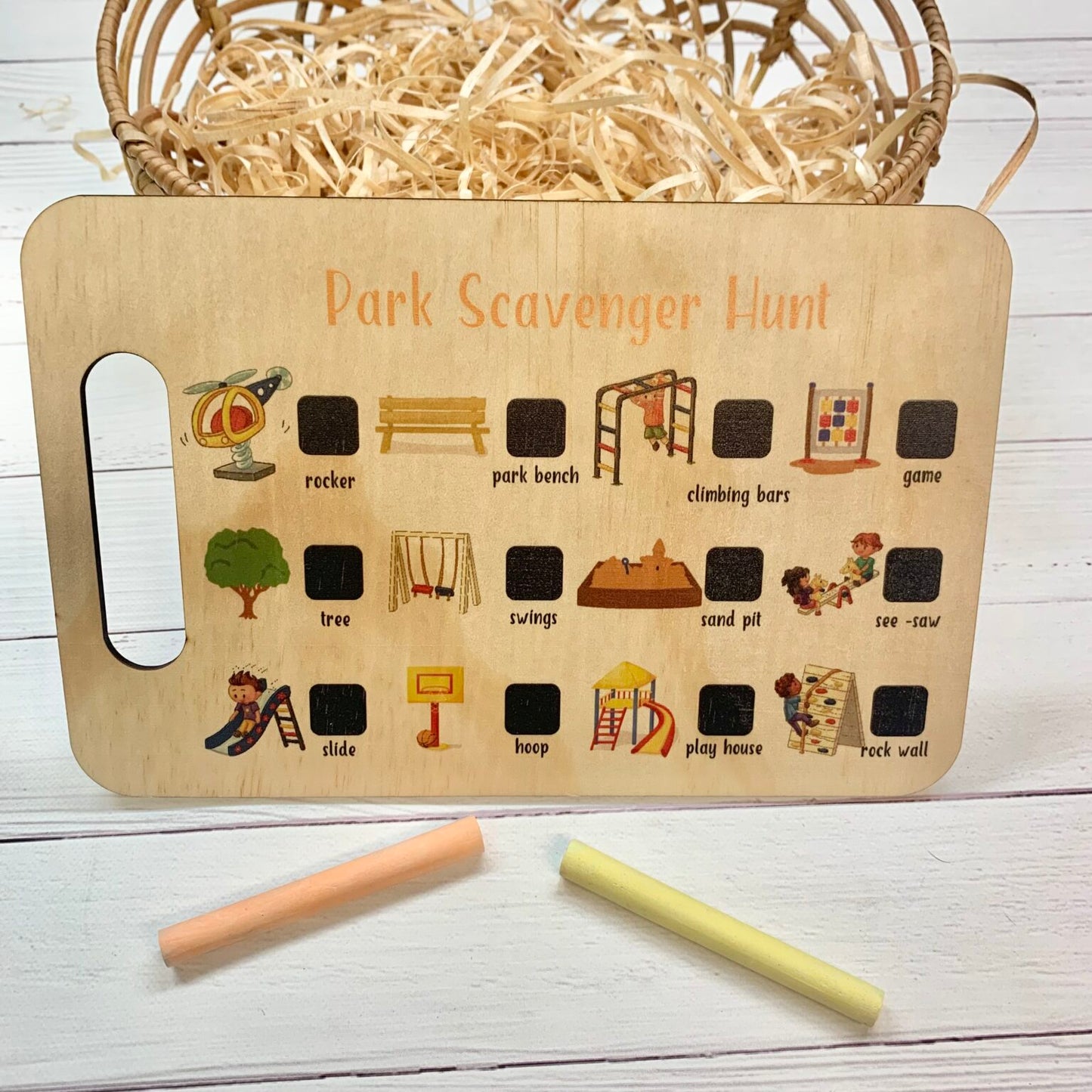 Wooden Scavenger Hunt Board - Park