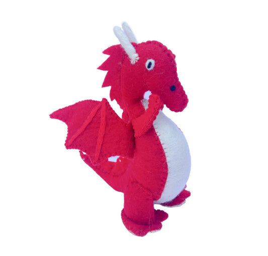 Felt Puff Dragon Red - Himalayan Felt Co