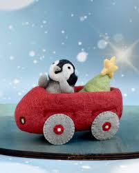 Tara Treasures Felt Penguin Toy Car