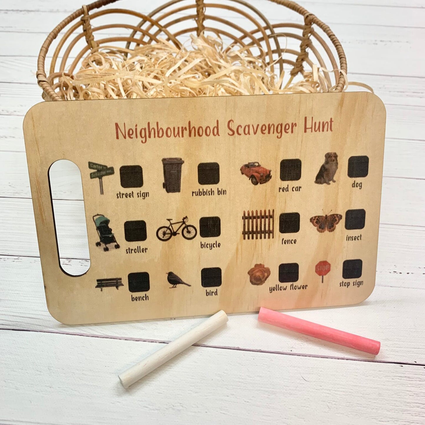 Wooden Scavenger Hunt Board - Neighbourhood